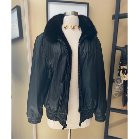 REVERSIBLE MINK LEATHER JACKET SZ M - Picture 6 of 8
